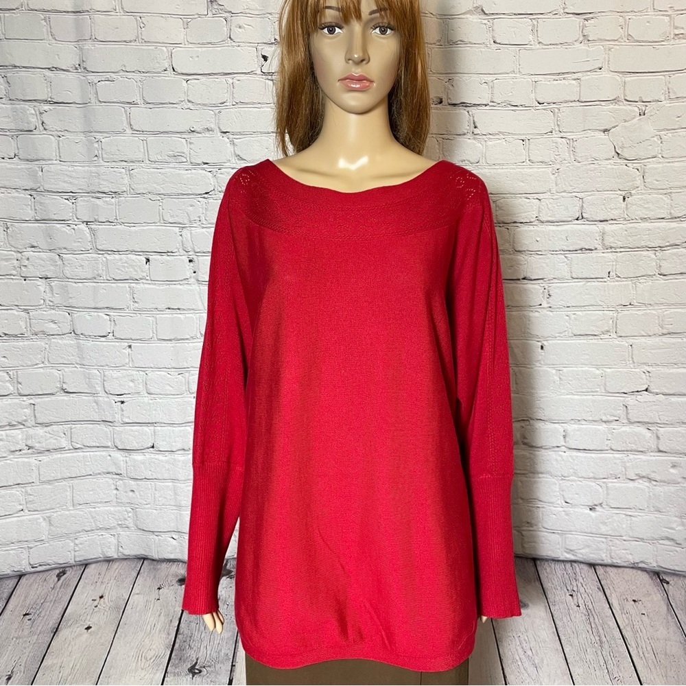 NWT New Cable & Gauge Red Long Sleeve Boatneck Sweater Size 2X